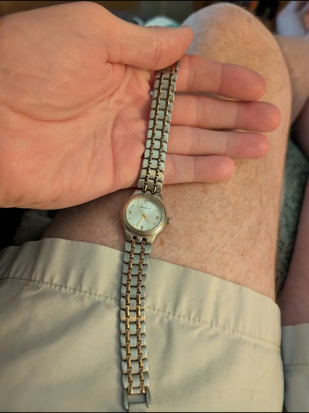 Eddie Bauer Silver and Gold Two-Tone Analog Watch With Brand New Battery In It